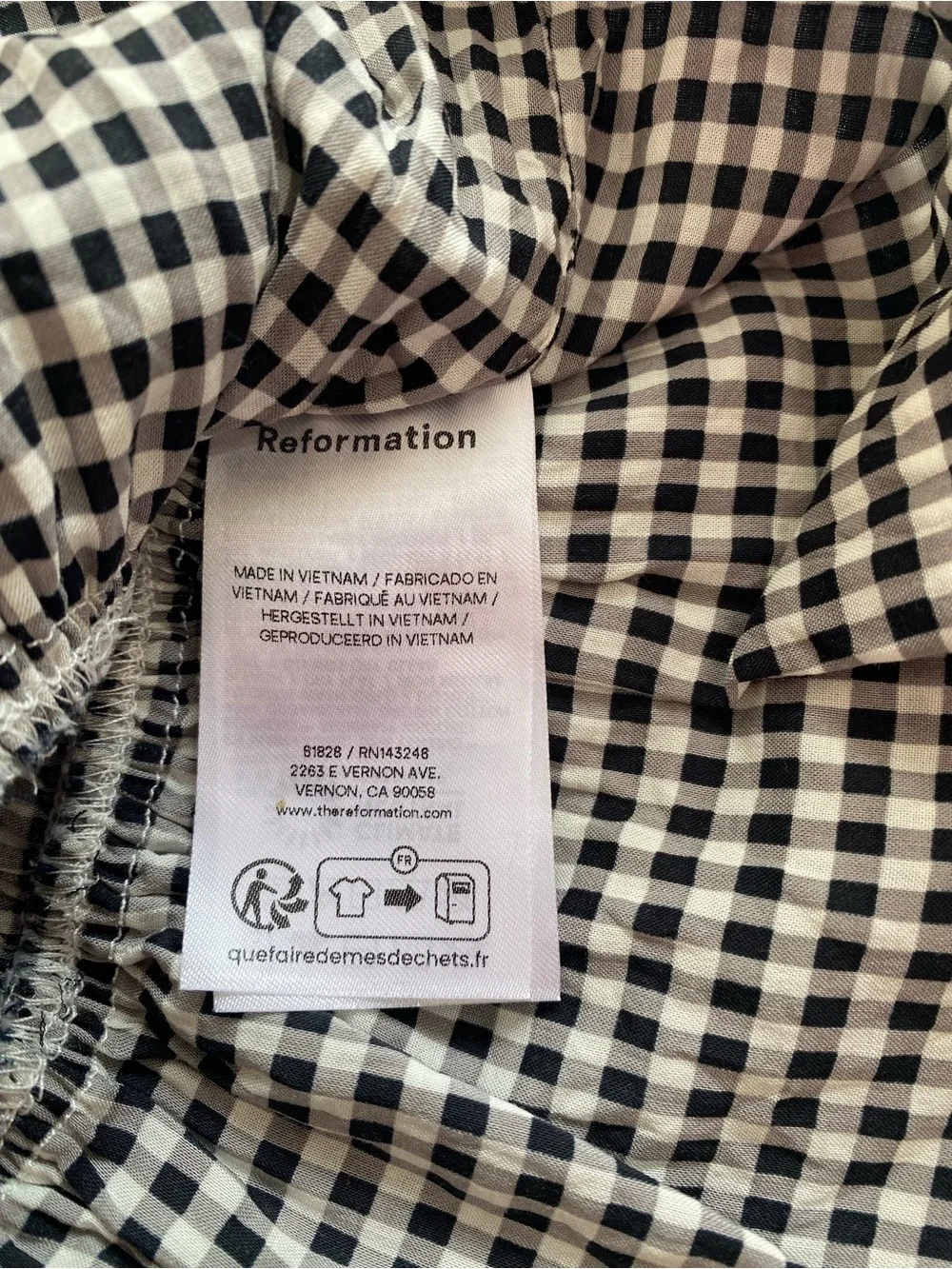 Reformation Aggie Top M Gingham